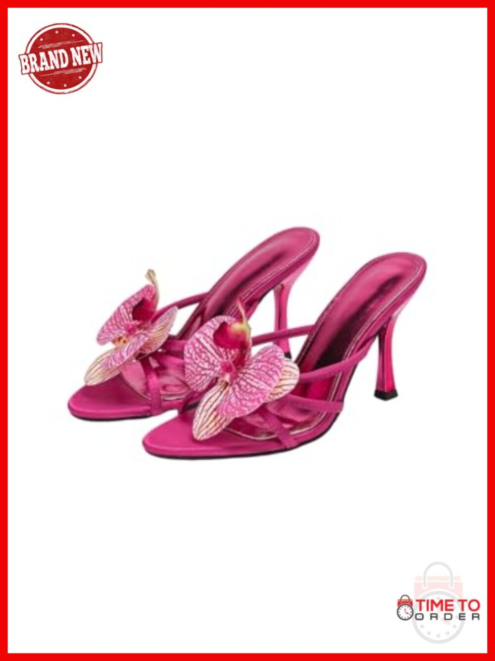 GORGLITTER Women's Faux Leather Pointed Toe Heeled Sandals for Wedding